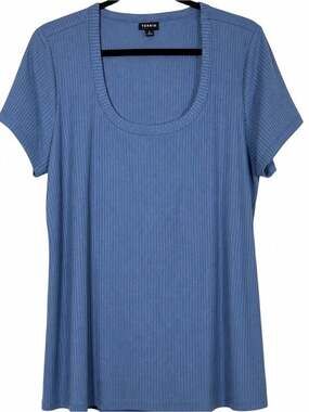 Torrid Vertical Ribbed Fitted Tee in Blue Gray Size 2XL